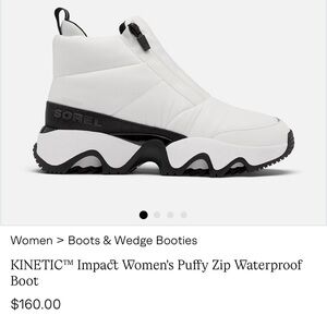 NWOT SOREL KINETIC™ Impact Women's Puffy Zip Waterproof Boot Size 9